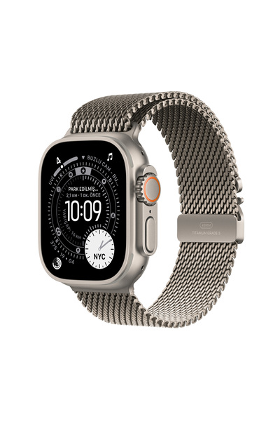 Apple Watch Ultra 3 GPS + Cellular, 49mm Natürel Titanyum Kasa ve Milano Loop...