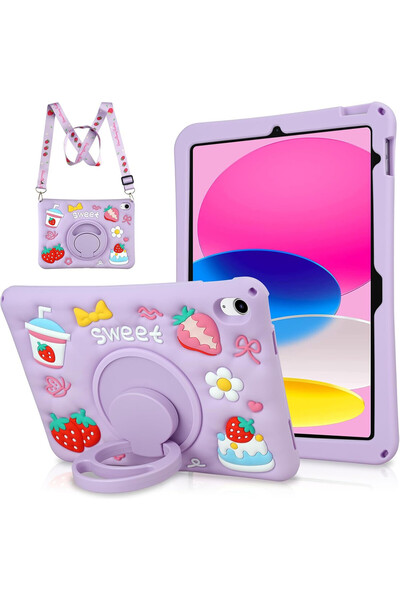 Coolden Husa de protectie pentru iPad Gen 11 de 11inch si iPad Gen 10 10, 9 inch, rezistenta la socuri, mov