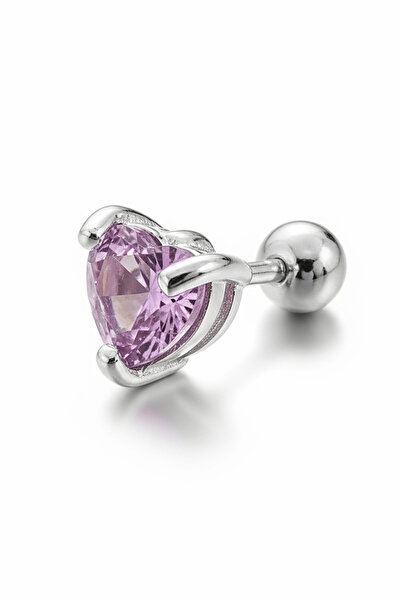 TAKIŞTIR Gümüş Renk Kalp Figürlü Cerrahi Çelik Tragus/Kıkırdak Küpe/Piercing ...