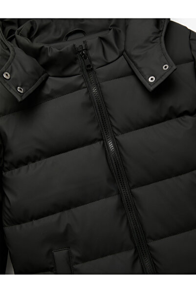 Koton Long Sleeve Zipper Pocket Faux Fur Inside Hooded Long Puffer Coat