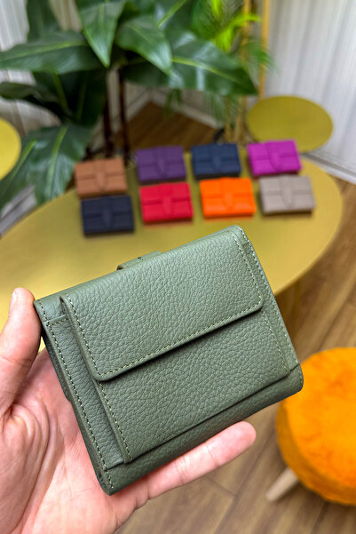 CüzCan Γυναικείο πορτοφόλι Lily Khaki Green από γνήσιο δέρμα Κομψό και βολικό