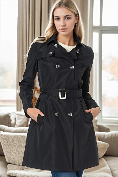 Dewberry Z9642 Trench Coat-Dark Blue