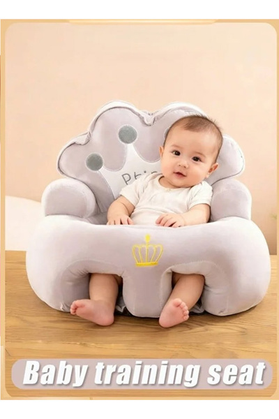 Generic Crown-Shaped Plush Baby Sitting Sofa: Non-Slip, Aids Sitting, Ideal Kids' Gift，Gray