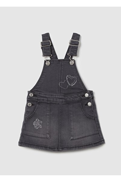 Ovs Denim pinafore with diamanté hearts