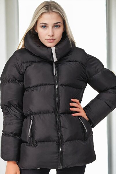 Dewberry Z9682 Coat-Black