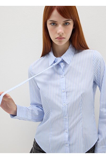 Ovs Slim fit shirt with white and blue stripes in pure cotton
