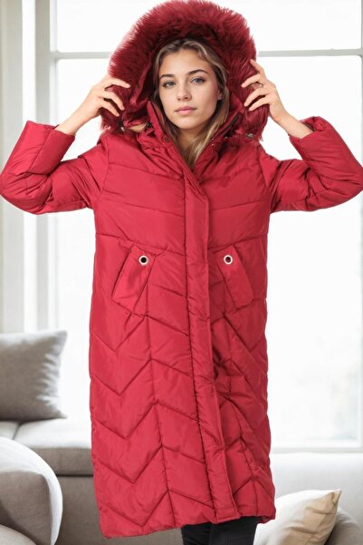 Dewberry Z9751 Coat-Bordo