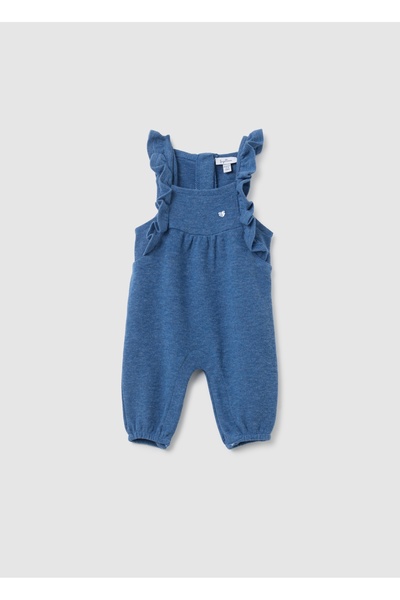 Ovs Baby girl's blue cotton dungarees with regular fit