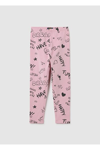 Ovs Girls' Pink Stretch Cotton Leggings