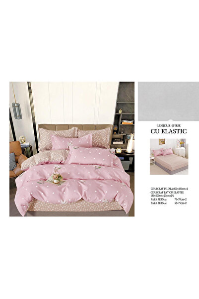 FIONNA.RO Lenjerie De Pat Finet Cu Elastic - Bej/Roz
