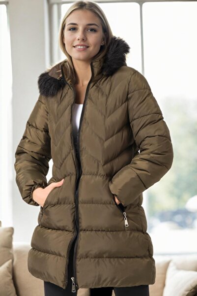 Dewberry Z9759 Coat-Khaki