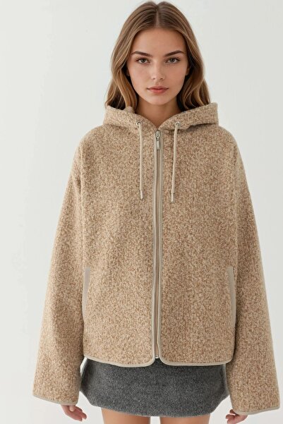 Hiccup Textured Zippered Relaxed Fit Hooded Jacket