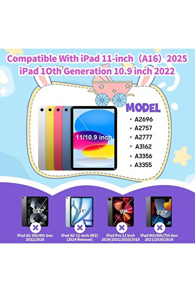 Coolden Husa de protectie pentru iPad Gen 11 de 11inch si iPad Gen 10 10, 9 inch, rezistenta la socuri, mov
