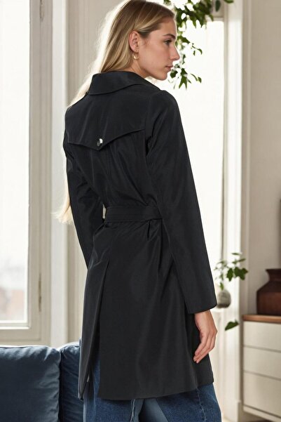 Dewberry Z9642 Trench Coat-Dark Blue