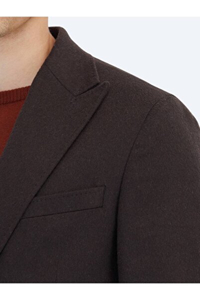 Kip Brown Plain Wool Blend Coat