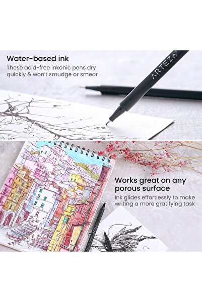 ARTEZA Fine Liners Set of 24 - 0.4mm, Triangular Barrel, Assorted Colors