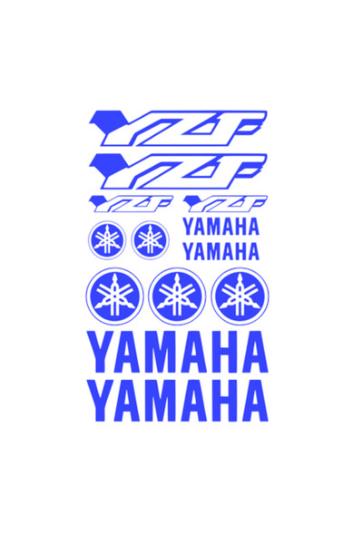 Oracal 651 Set of 13 Yamaha YZF stickers, 28 cm x 28 cm, blue