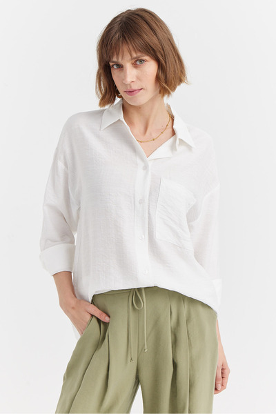 PAULMARK Women's Textured Oversized Shirt