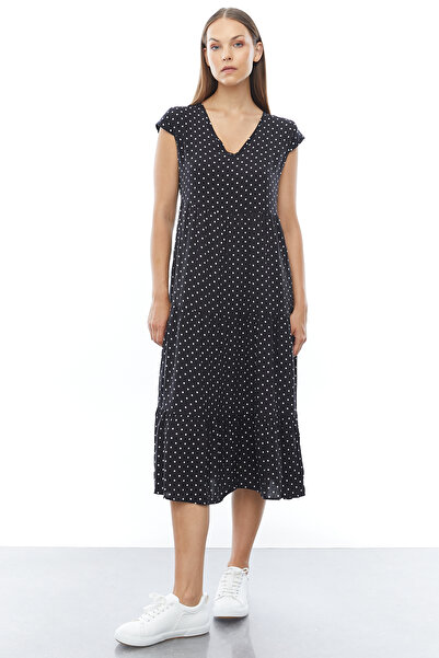 PAULMARK Women's V-Neck Short Sleeve Midi Length Dress