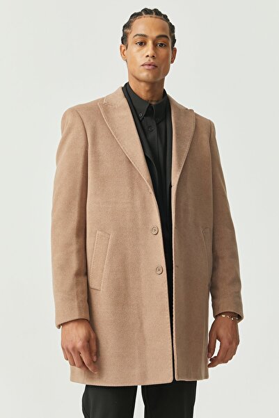 PAULMARK Ανδρικό παλτό με υφή με γιακά χελιδονοουράς