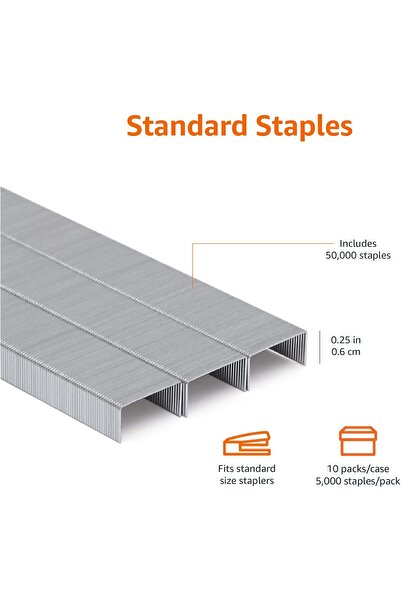 Amazon basics Standard Staples, 10-Pack (5000 per pack)