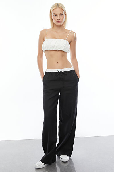 PAULMARK Pantaloni de in cu detaliu în talie