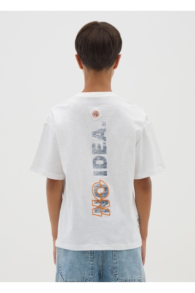 Ovs White oversized pure cotton t-shirt for boys