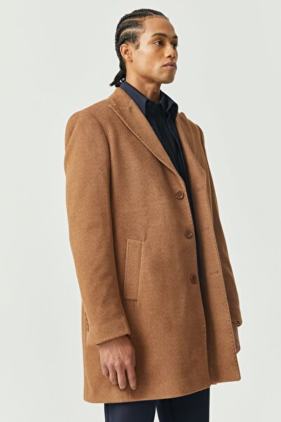 PAULMARK Ανδρικό παλτό με υφή με γιακά χελιδονοουράς