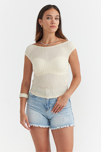 PAULMARK Γυναικεία αμάνικη μπλούζα με υφή