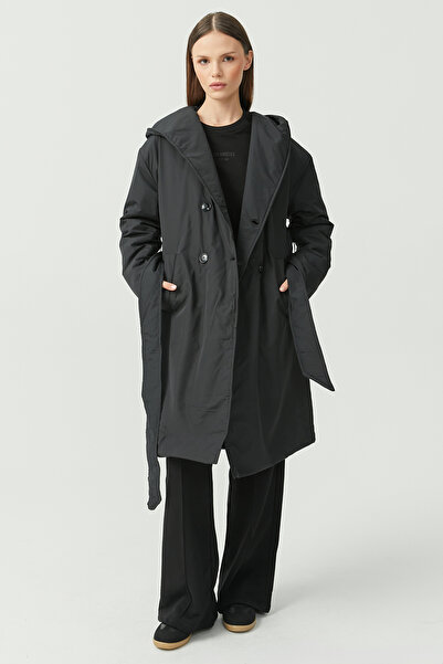 PAULMARK Жіночий довгий плащ з капюшоном