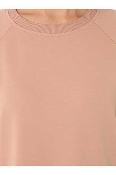 Benin Μακρύ φούτερ με λαιμόκοψη - Σκούρο κρεμ -