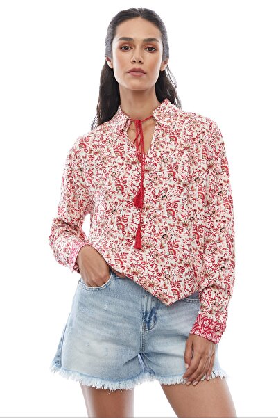 PAULMARK Μπλούζα με γιακά με λεπτομερή μοτίβο