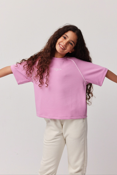 PAULMARK Fata cusături contrastante li tricou