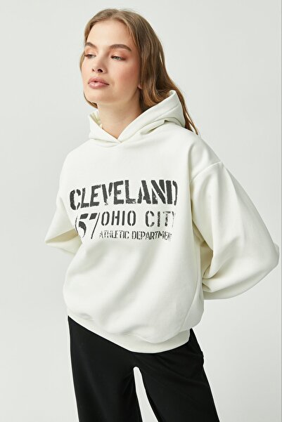 PAULMARK Γυναικείο μπλουζάκι με γράμματα με κουκούλα