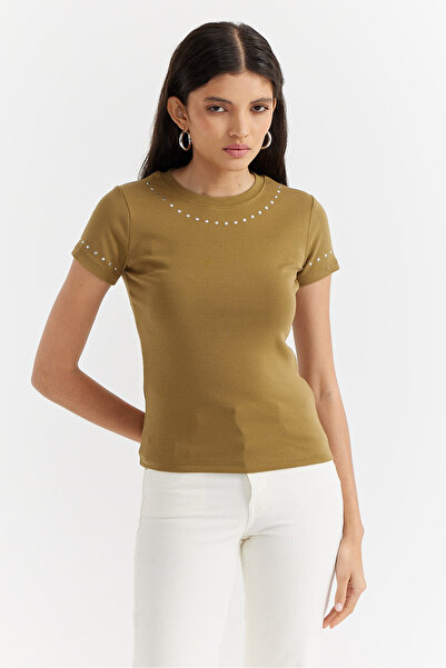 PAULMARK Women's Collar and Sleeve Stone Printed Blouse