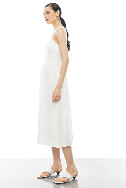 PAULMARK Φόρεμα με λουράκια σε λινό χρώμα