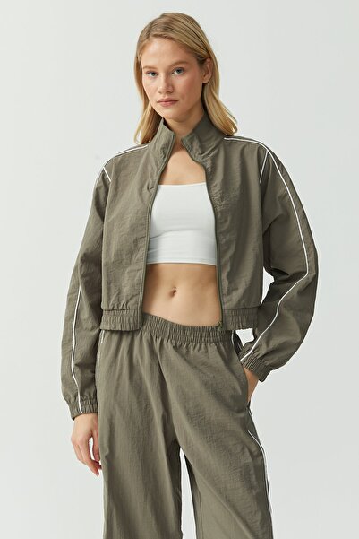 PAULMARK Palton subțire din țesătură guler ridicat Paraşu pentru femei