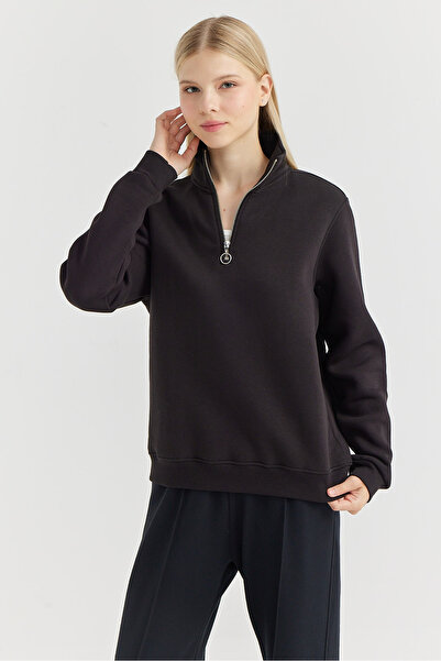 PAULMARK Top de sport pentru femei cu fermoar la gât