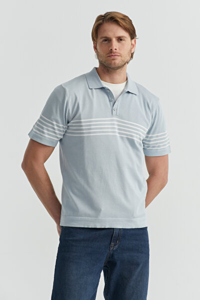 PAULMARK تي شيرت رجالي مخطط بياقة بولو