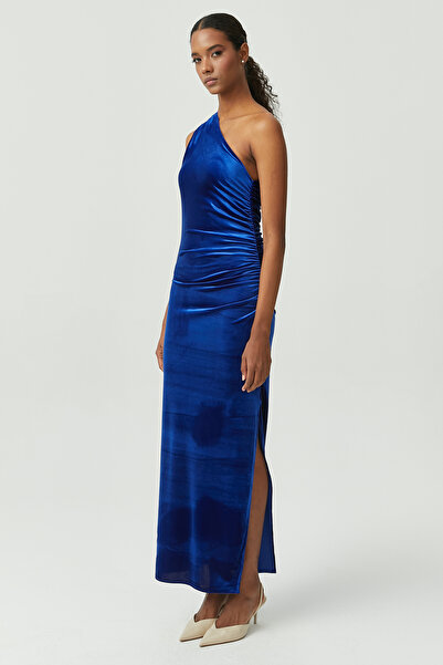 PAULMARK Rochie de damă din catifea cu un singur umăr