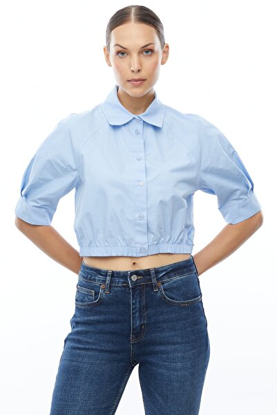 PAULMARK Γυναικείο πουκάμισο με μισό μανίκι από ποπλίνα