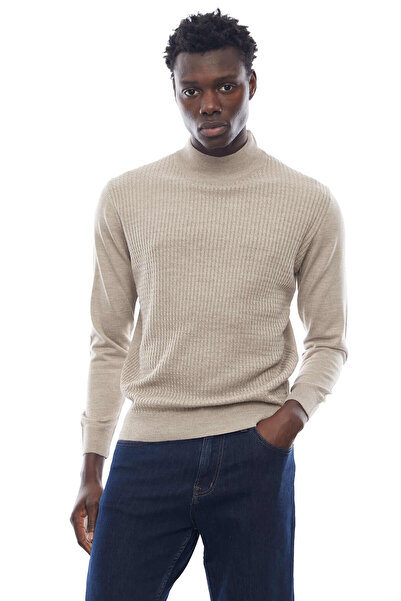 PAULMARK Tricotaj cu model pentru bărbați, cu jumătate de gât roșu