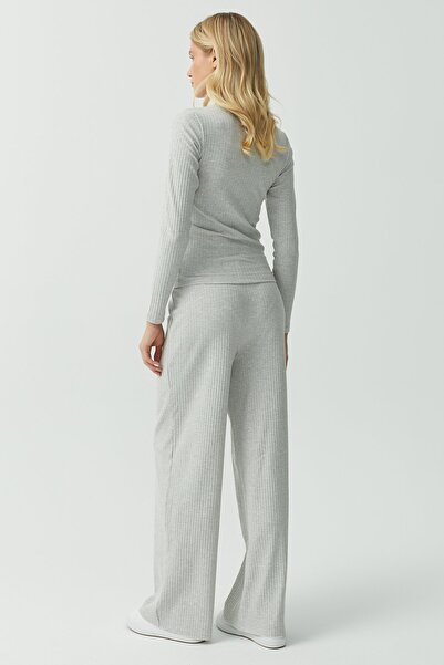 PAULMARK Elastic Waist Ribbed Trousers