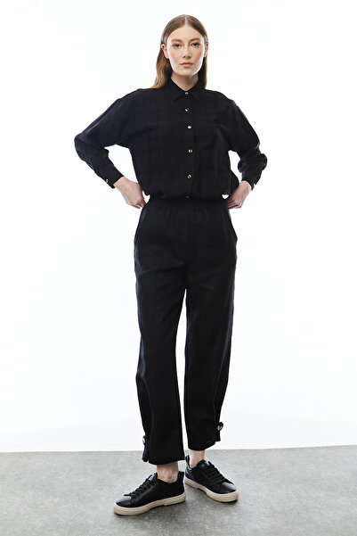 PAULMARK Linen Trousers with Leg Detail