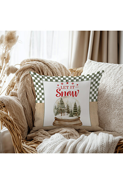 Evmila Husă de pernă din catifea cu model glob de zăpadă 43x43 cm cu două feț...