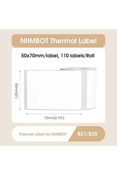 NiiMbot Thermal Labels for B1/B21/B3S (50×70mm) 110 Labels, White