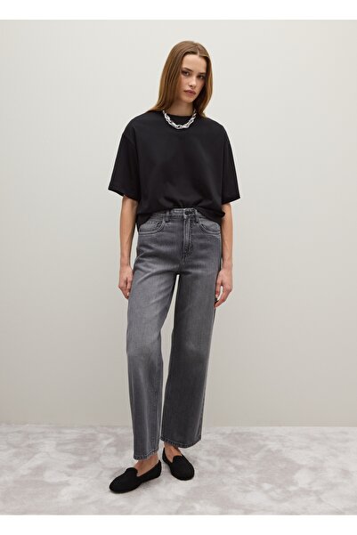 Ovs Black Cotton Blend Boxy Fit T-shirt