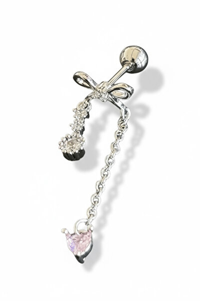 TAKIŞTIR Gümüş Renk Kurdele Figürlü Sallantılı Cerrahi Çelik Tragus/Kıkırdak ...