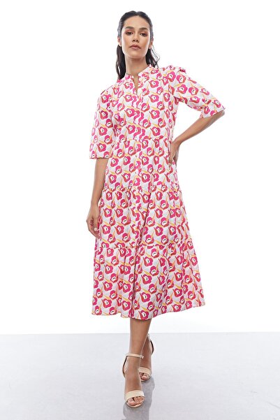 PAULMARK Women's Judge Collar Button Dress