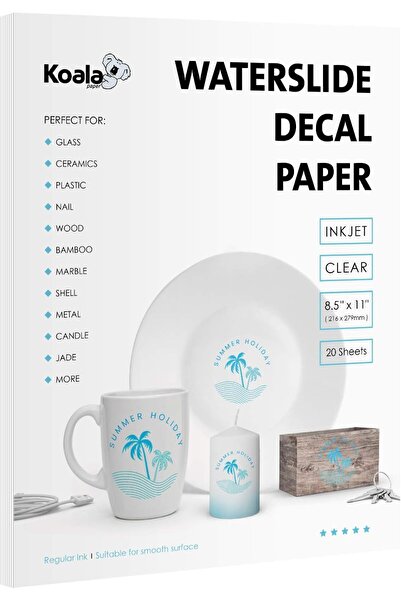 Generic Koala Paper Clear Inkjet Water Slide Decals, 20 Sheets, 21 x 28 cm (8.5 x 11 in)